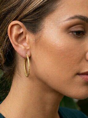 Antique Silver Scalloped Hoop Earrings